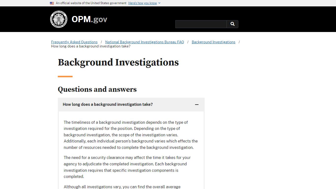 How long does a background investigation take? | OPM.gov